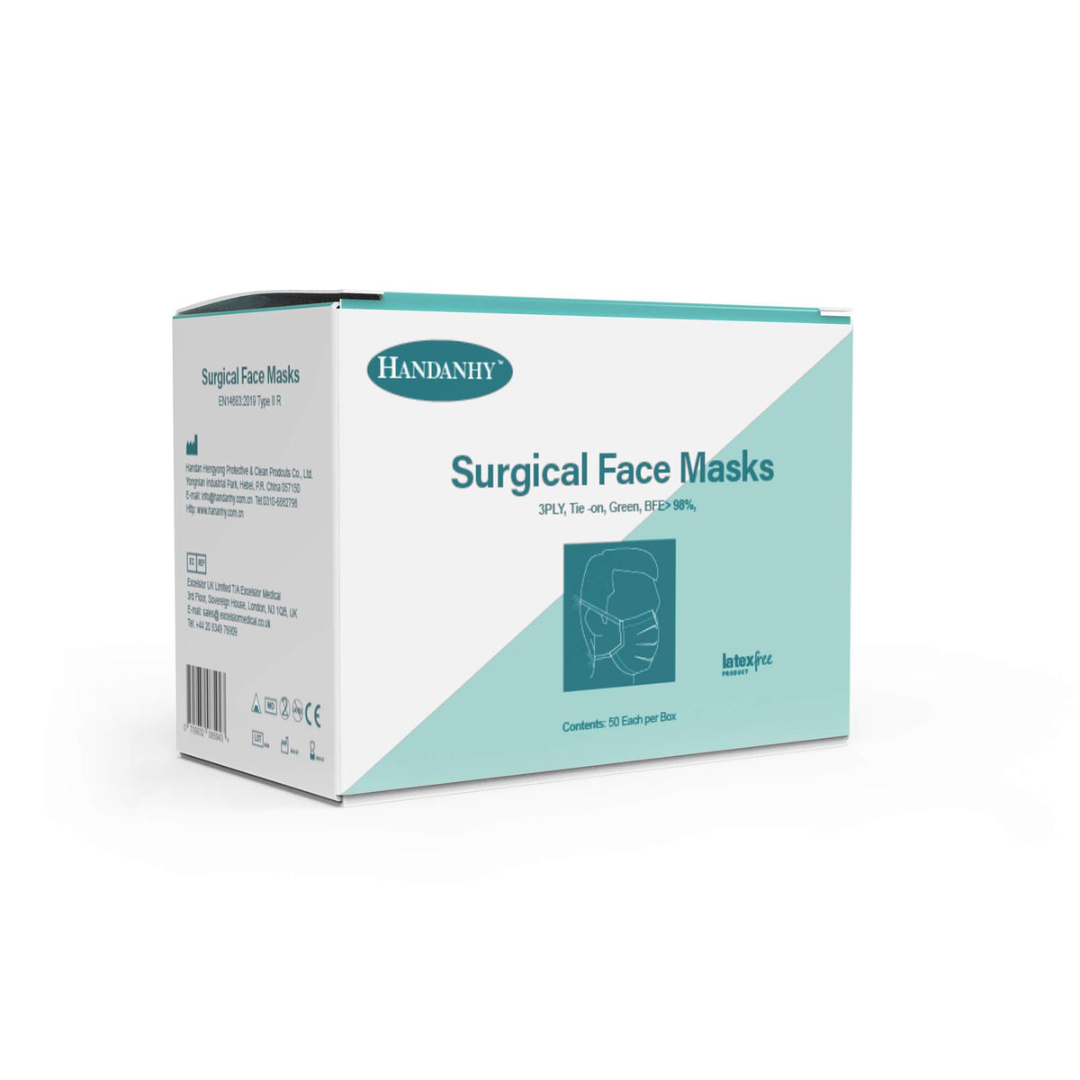 Handanhy 3 Ply Surgical Face Masks (Tie On)